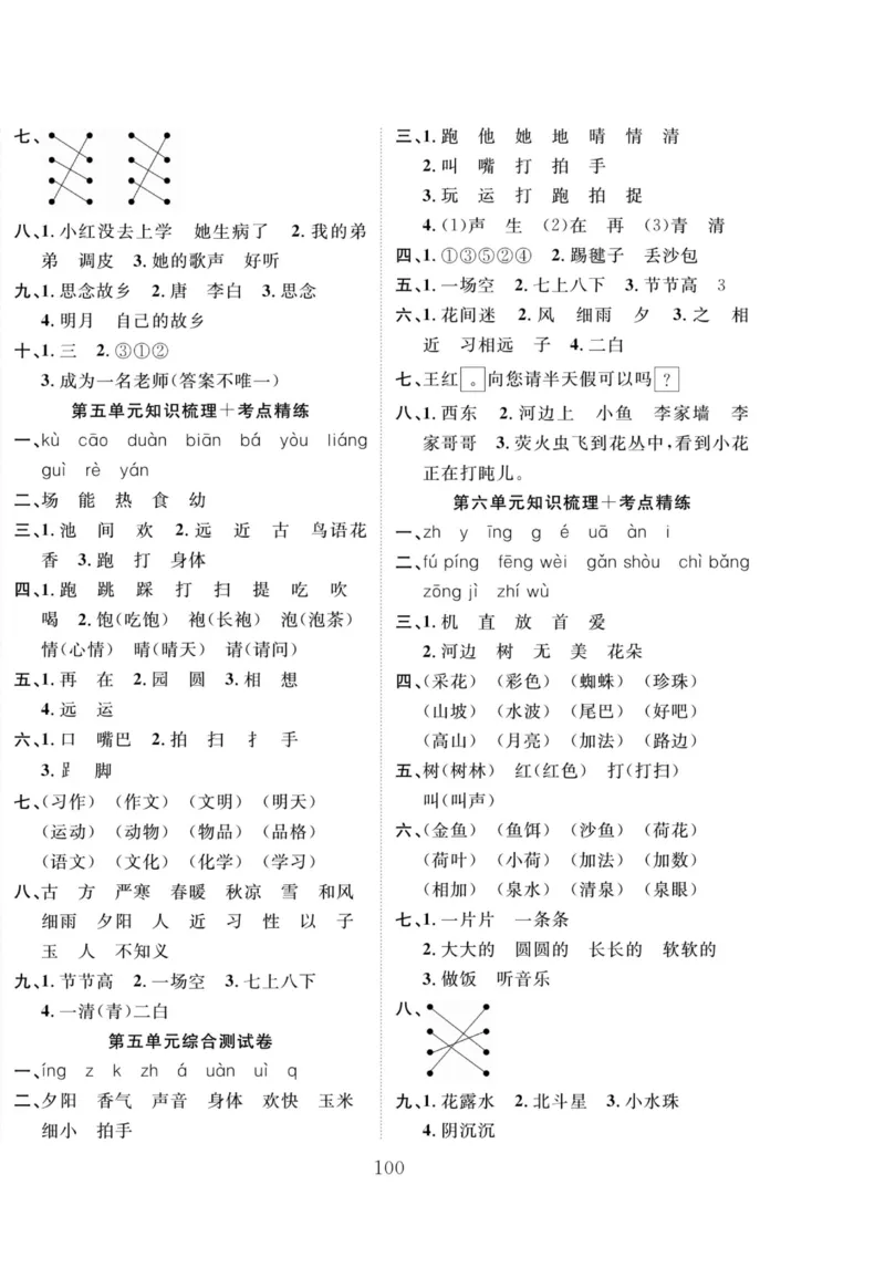 《轻松100同步测试卷》语文1年级下册（RJ）_一年级上下册资料_小学一年级学习资料-25年更新版_1-02、小学一年级语文下册_3-6-2-2、练习题、作业、专项、试卷_部编（人教）版_电子册类