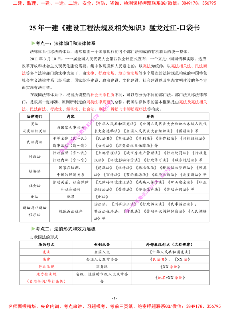 2025年一级建造师《建设工程法规及相关知识》猛龙过江系列口袋书_2026年一建法规_2025年一建法规SVIP_05-考前密训✿央企特训✿机构普押_09-法规《猛龙过江口袋书》SMR推荐