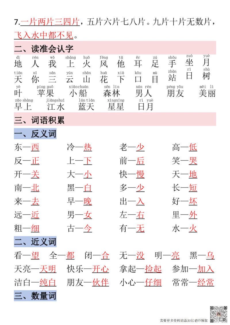 一年级上册语文全册重点预习_一年级上下册资料_一年级上册小红书同款资料_一年级上册资料