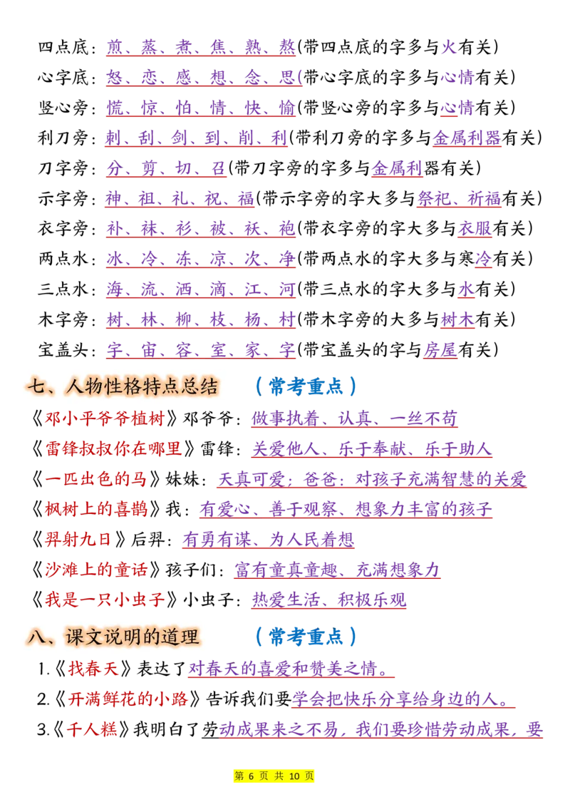 二年级语文下册全册重点知识归纳（10页重点）(1)(2)_二年级上下册资料_二年级下册小红书同款资料_二下语文