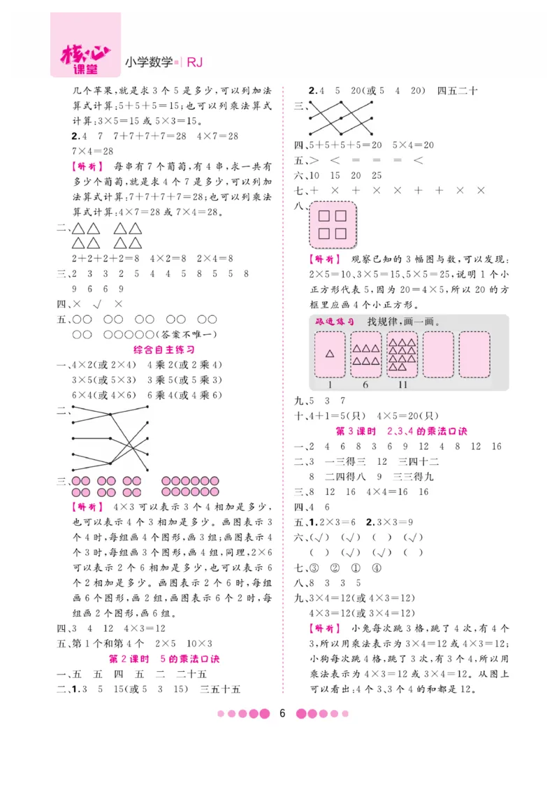 《核心课堂》易错清单-数学2年级上册（RJ）_二年级上下册资料_小学二年级学习资料-25年更新版_2-03、小学二年级数学上册_2-3-2、练习题、作业、试题、试卷_人教版_电子册类