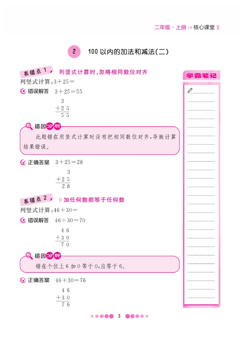 《核心课堂》易错清单-数学2年级上册（RJ）_二年级上下册资料_小学二年级学习资料-25年更新版_2-03、小学二年级数学上册_2-3-2、练习题、作业、试题、试卷_人教版_电子册类