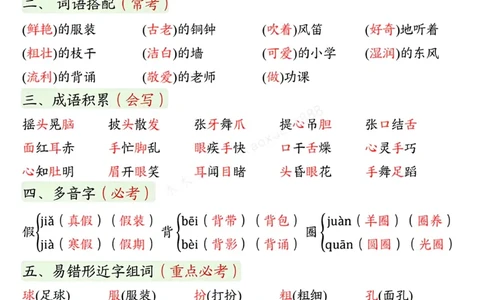 三年级上册语文期中复习重点考点梳理_三年级上下册资料_三年级上册小红书同款资料_三年级(1)
