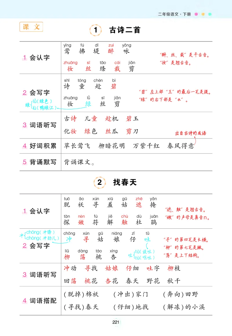 《状元语文笔记》（背记清单）语文2年级下册（RJ）_二年级上下册资料_小学二年级学习资料-25年更新版_2-02、小学二年级语文下册_2-2-2、练习题、作业、试题、试卷_电子册类
