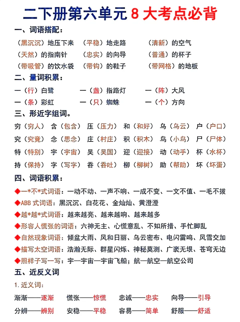 二年级下册语文1-8单元重点考点梳理(1)_二年级上下册资料_小学二年级学习资料-25年更新版_2-02、小学二年级语文下册_2-2-1、复习、知识点、归纳汇总_精品知识汇总