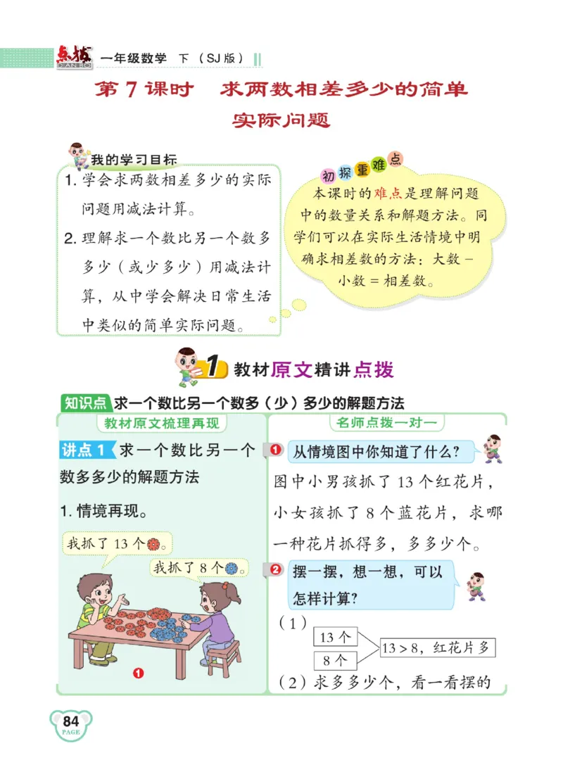 《点拨》23春数学1年级下册（SJ）_一年级上下册资料_小学一年级学习资料-25年更新版_1-04、小学一年级数学下册_1-4-2、练习题、作业、试题、试卷_苏教版_电子册类