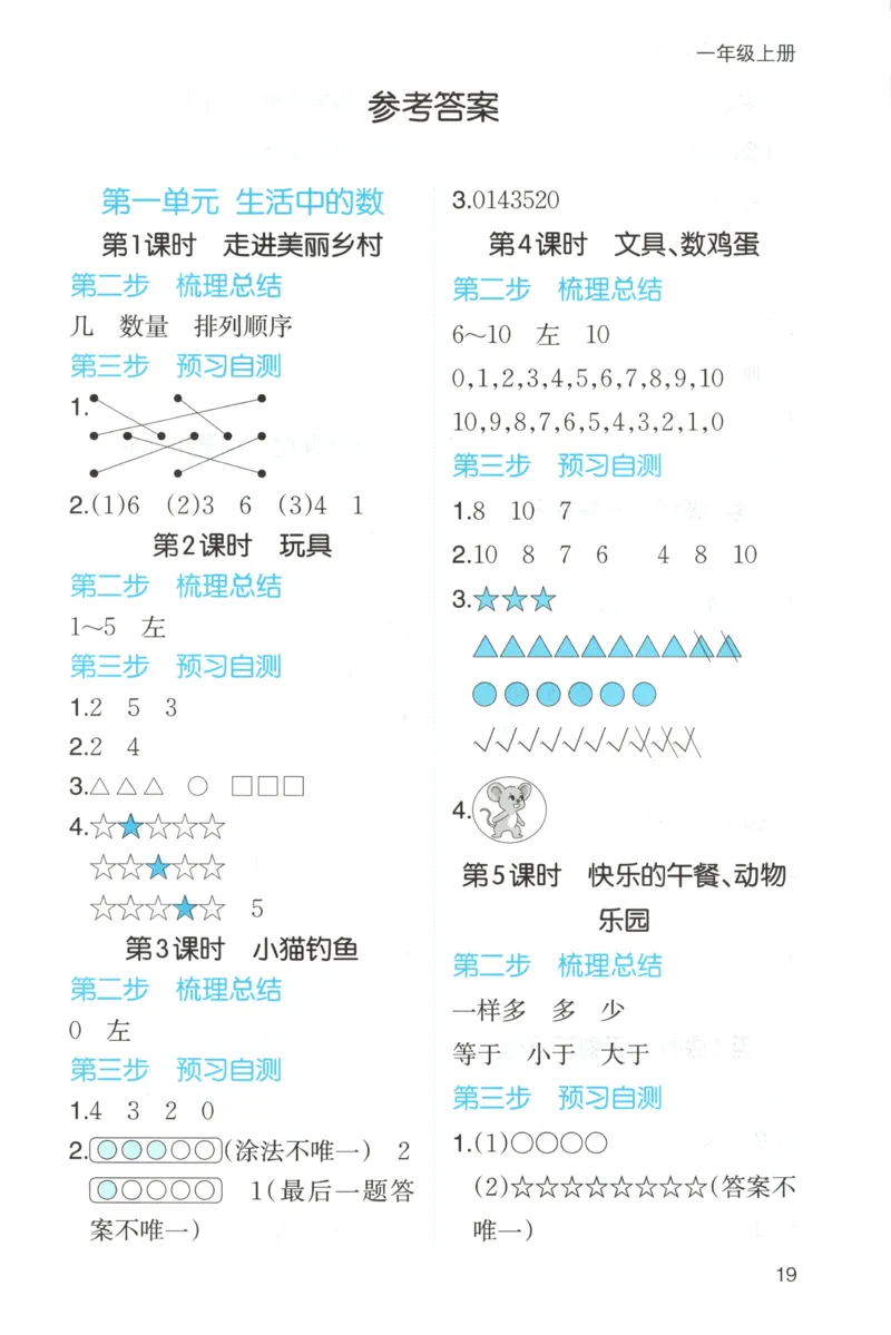 三步预习单+答案_25秋《一本预习笔记》语数外，人教，北师1-6上_25秋《一本预习笔记》数学北师版1-6_一本课本预习笔记数学BS1上