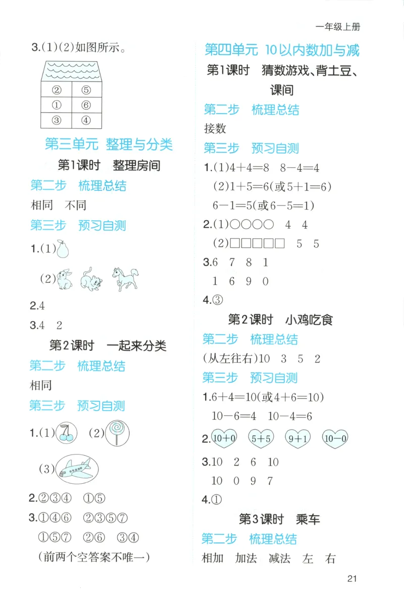 三步预习单+答案_25秋《一本预习笔记》语数外，人教，北师1-6上_25秋《一本预习笔记》数学北师版1-6_一本课本预习笔记数学BS1上