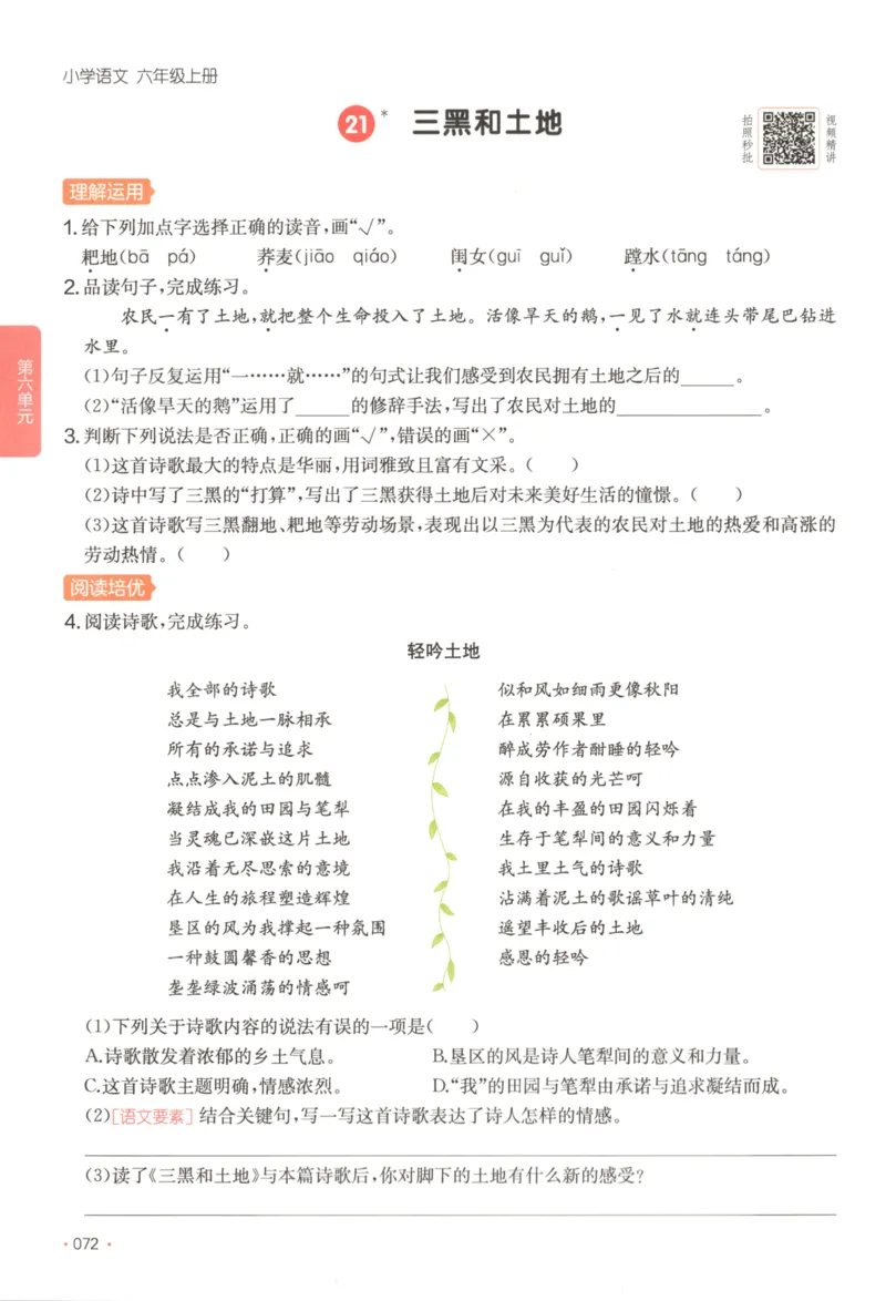 2025秋一本课后小练习语文6上_25秋小学语数英习题试卷_语文_一本《小学语文课后小练习》25秋
