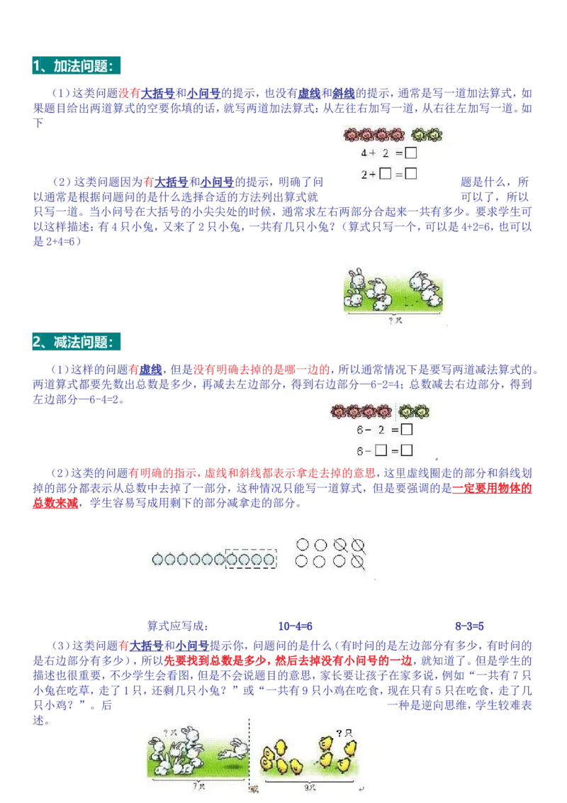 一年级数学解决&ldquo;看图列算式&rdquo;问题的几种类型_一年级上下册资料_小学一年级学习资料-25年更新版_1-03、小学一年级数学上册_人教版_01、知识汇总