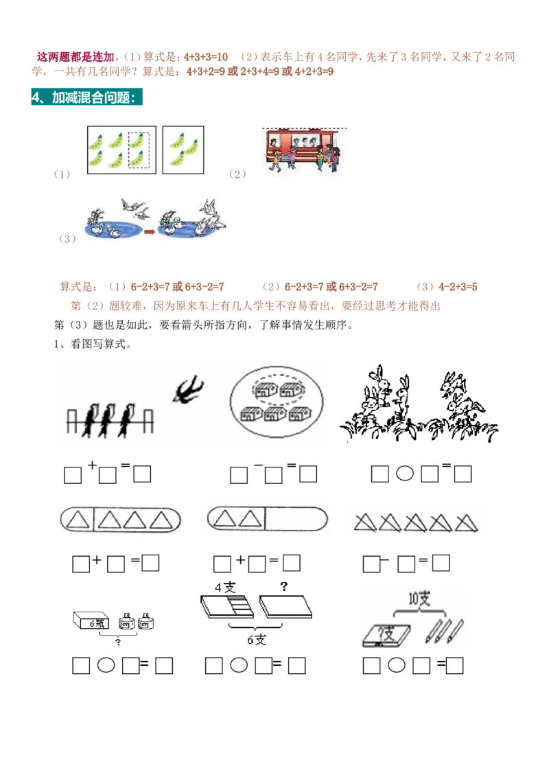 一年级数学解决&ldquo;看图列算式&rdquo;问题的几种类型_一年级上下册资料_小学一年级学习资料-25年更新版_1-03、小学一年级数学上册_人教版_01、知识汇总