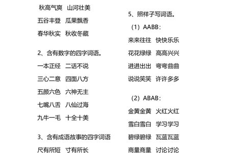 二（上）语文四字词语汇总_二年级上下册资料_小学二年级学习资料-25年更新版_2-01、小学二年级语文上册_2-1-1、复习、知识点、归纳汇总_精品重点知识总汇