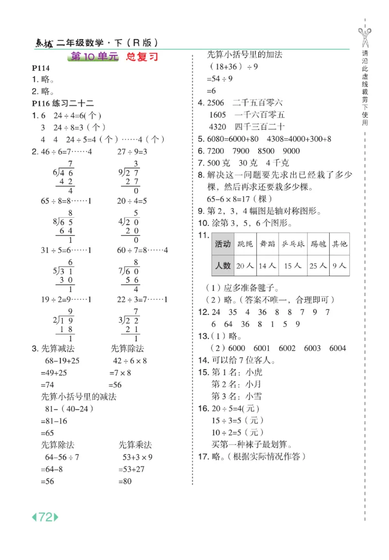 《点拨》24春数学2年级下册（RJ）_二年级上下册资料_小学二年级学习资料-25年更新版_2-04、小学二年级数学下册_2-4-2、练习题、作业、试题、试卷_人教版_电子册类