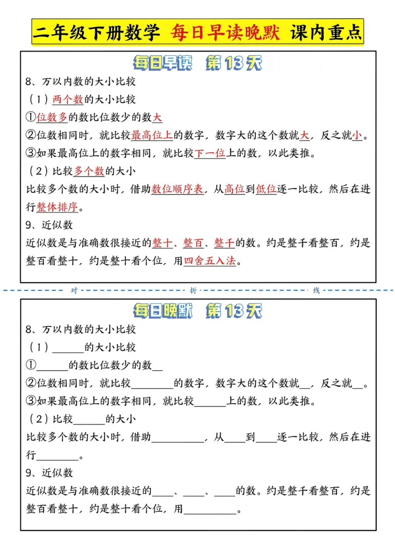 二年级下册数学重要知识点每日晨读晚默_二年级上下册资料_二年级下册小红书同款资料_二下数学