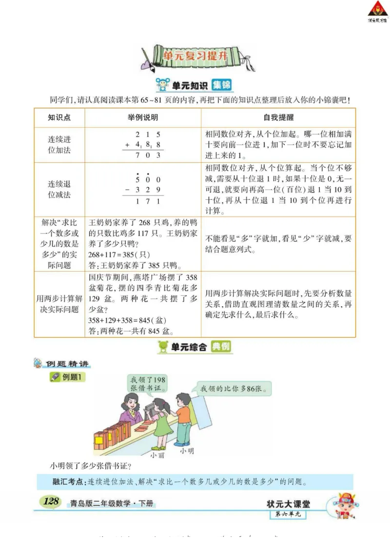 《状元大课堂》导学案-数学2年级下册（63QD）_二年级上下册资料_小学二年级学习资料-25年更新版_2-04、小学二年级数学下册_2-4-2、练习题、作业、试题、试卷_青岛版63_电子册类