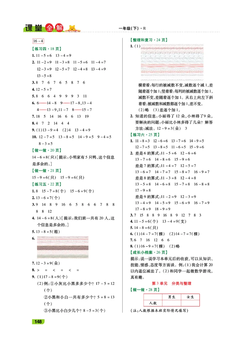 《跳跳熊-课堂全解》数学1年级下册（RJ）_一年级上下册资料_小学一年级学习资料-25年更新版_1-04、小学一年级数学下册_1-4-2、练习题、作业、试题、试卷_人教版_电子册