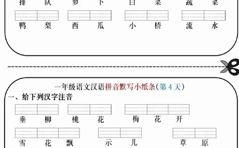 一年级拼音默写小纸条_一年级上下册资料_一年级上册小红书同款资料_语文