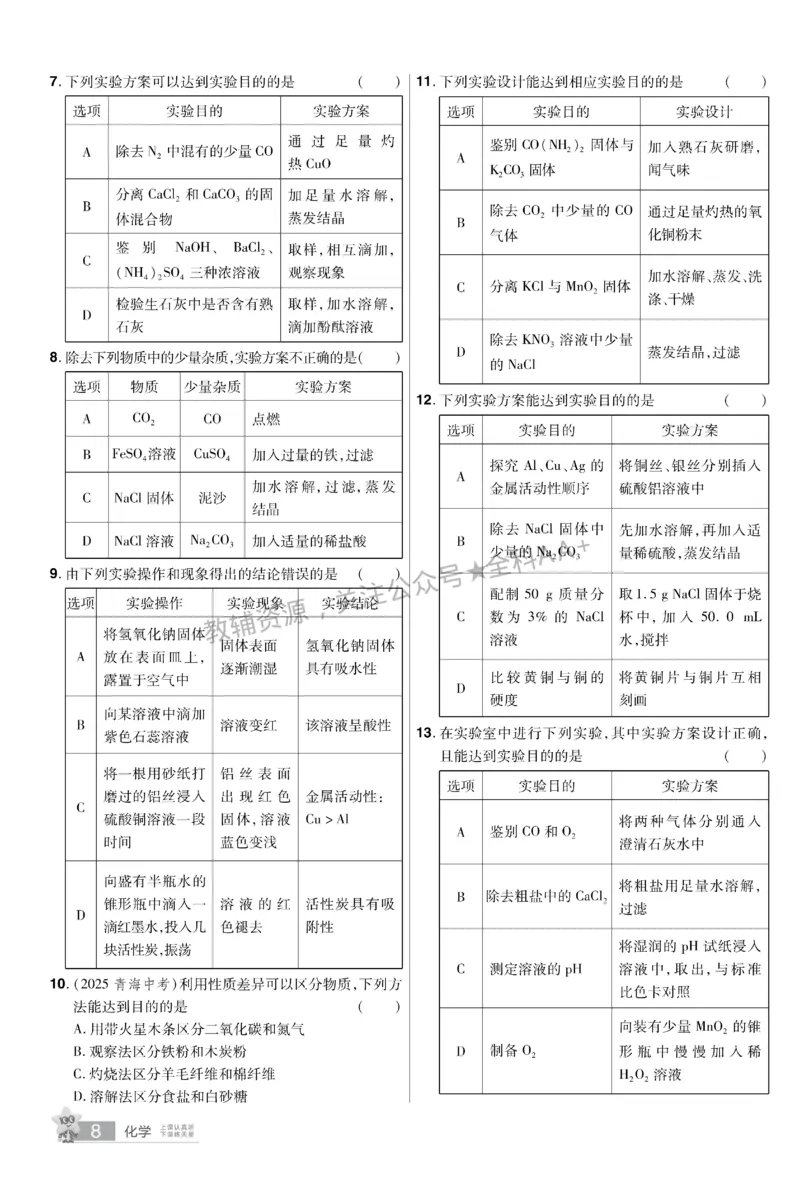 2026《中考化学45套》甘肃题型小卷_2026《中考》数学、英语、物理+化学安徽、河北、河南、山西、辽宁、湖北_2026《中考化学45套》