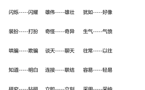 二年级上册语文复习近义词和反义词表_二年级上下册资料_小学二年级学习资料-25年更新版_2-01、小学二年级语文上册_2-1-1、复习、知识点、归纳汇总