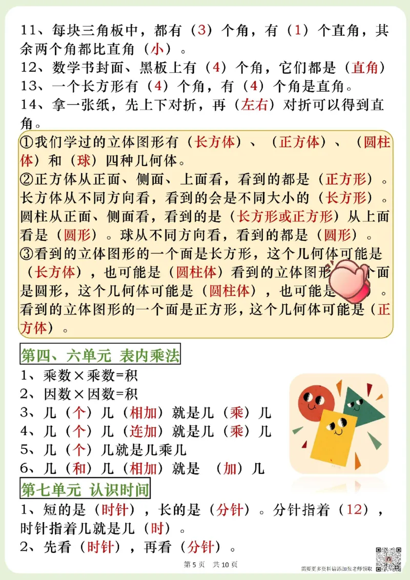 二年级上册数学期末全册知识点汇总_二年级上下册资料_二年级上册小红书同款资料_二年级