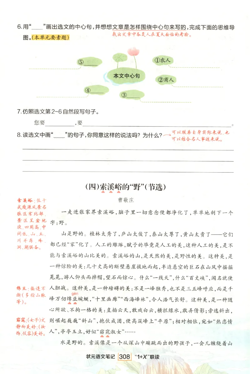 《课后服务日日练》_25秋小学语数英习题试卷_语文_25秋《状元笔记》语文12456_6年级语文《状元笔记》25秋