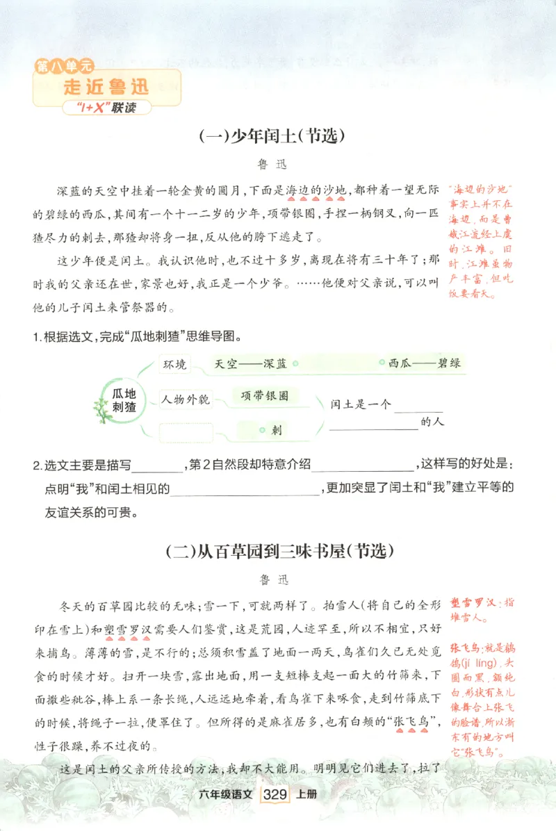 《课后服务日日练》_25秋小学语数英习题试卷_语文_25秋《状元笔记》语文12456_6年级语文《状元笔记》25秋