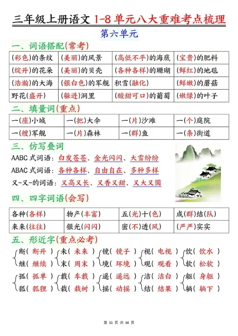 三年级语文课文整理汇总开学反超_三年级上下册资料_三年级下册小红书同款资料_三下语文
