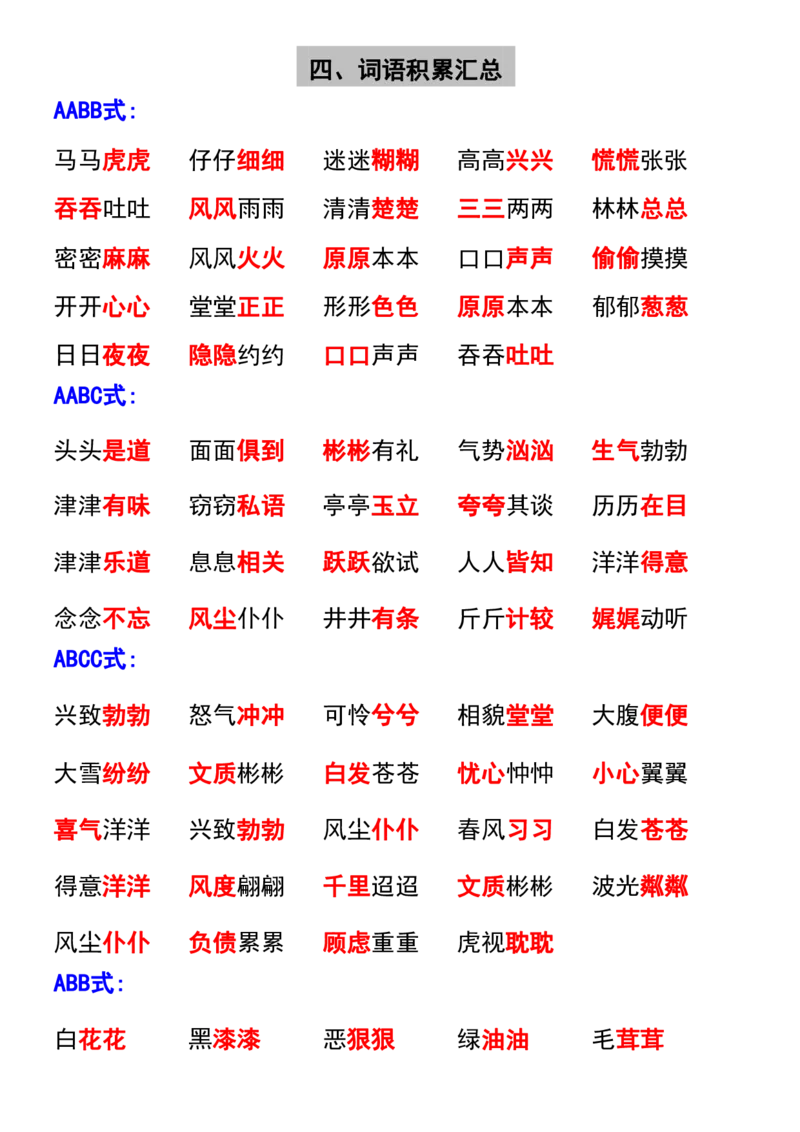 二年级下册语文1-8单元重点词语汇总_二年级上下册资料_小学二年级学习资料-25年更新版_2-02、小学二年级语文下册_2-2-2、练习题、作业、试题、试卷_专项练习