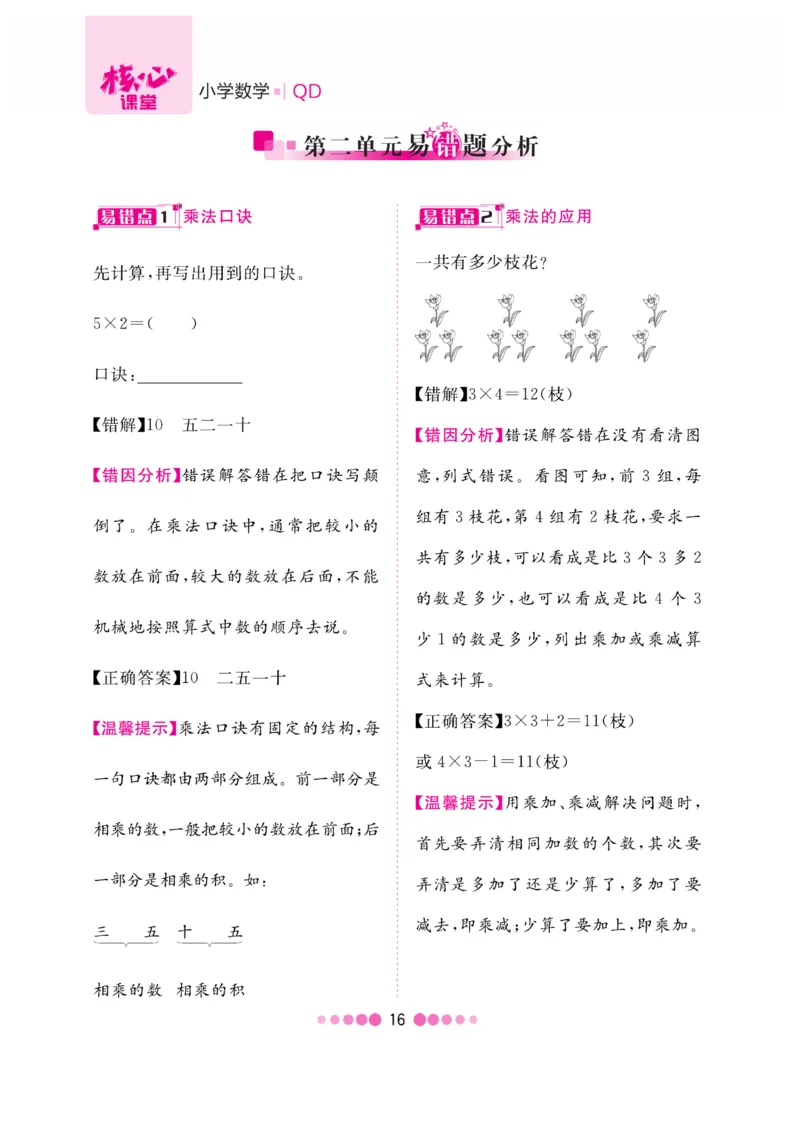 《核心课堂》数学2年级上册（63QD）_二年级上下册资料_小学二年级学习资料-25年更新版_2-03、小学二年级数学上册_2-3-2、练习题、作业、试题、试卷_青岛63版_电子册类