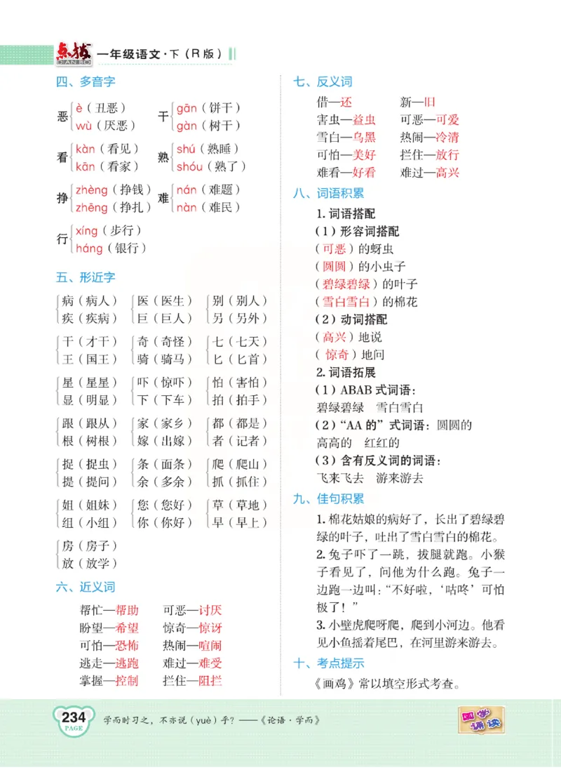 《点拨》语文1年级下册（RJ）_一年级上下册资料_小学一年级学习资料-25年更新版_1-02、小学一年级语文下册_3-6-2-2、练习题、作业、专项、试卷_部编（人教）版_电子册类
