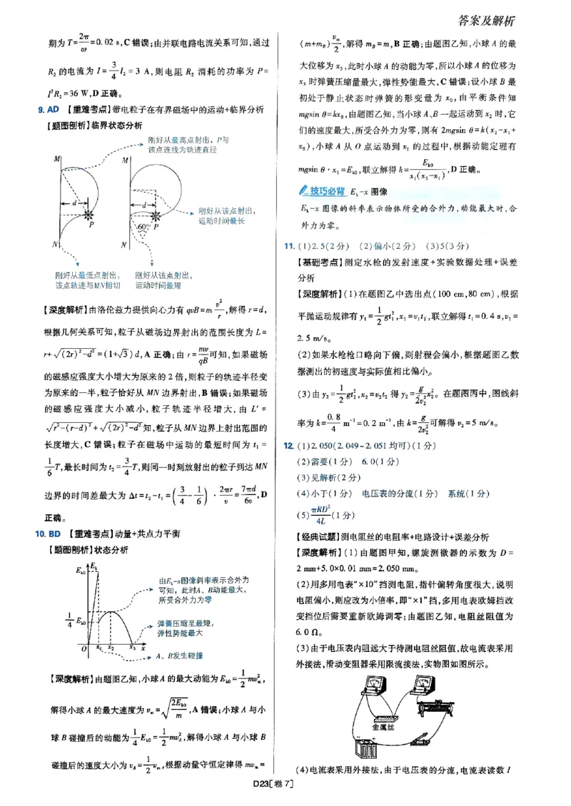 2025高考必刷卷42套物理答案解析册_2025高中教辅（后续还会更新新习题试卷）_《2025高考必刷卷》_物理
