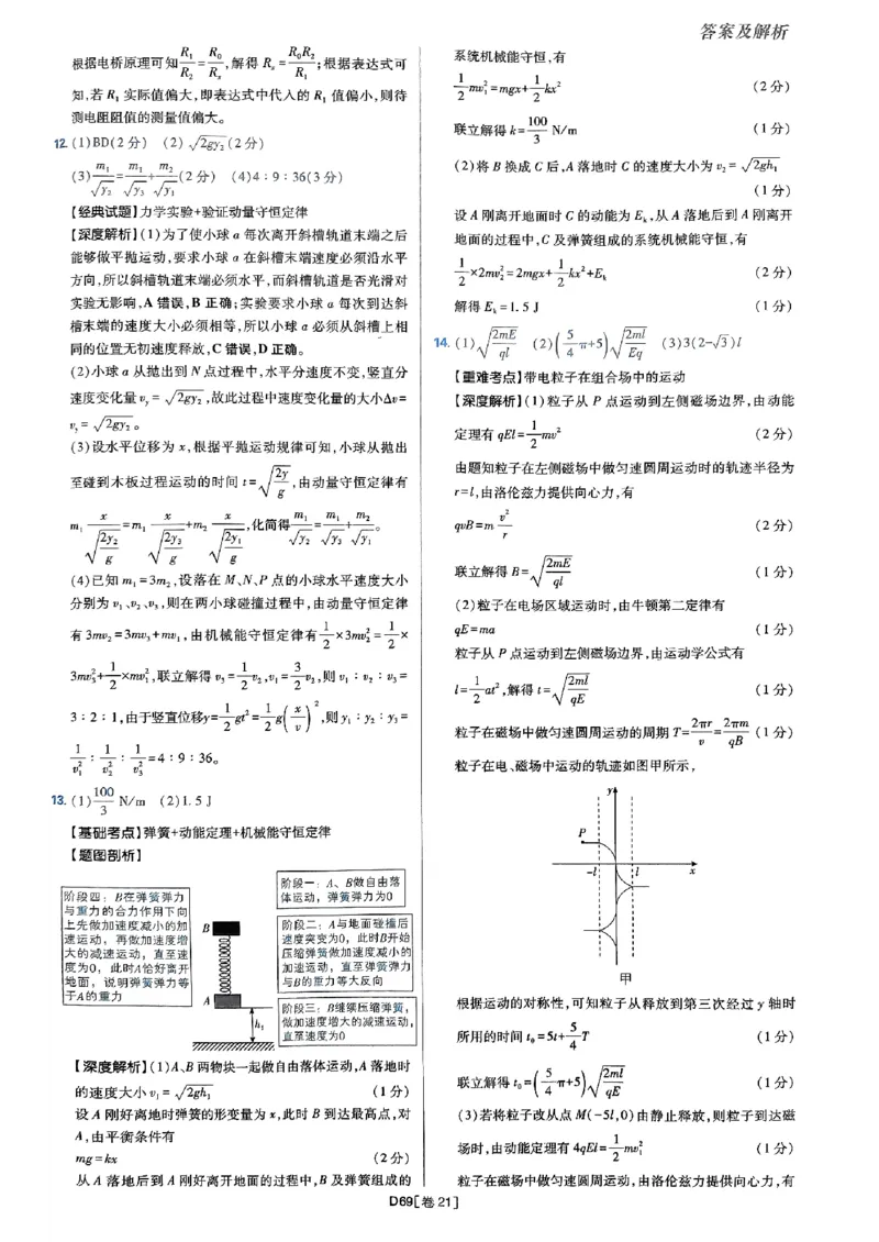 2025高考必刷卷42套物理答案解析册_2025高中教辅（后续还会更新新习题试卷）_《2025高考必刷卷》_物理