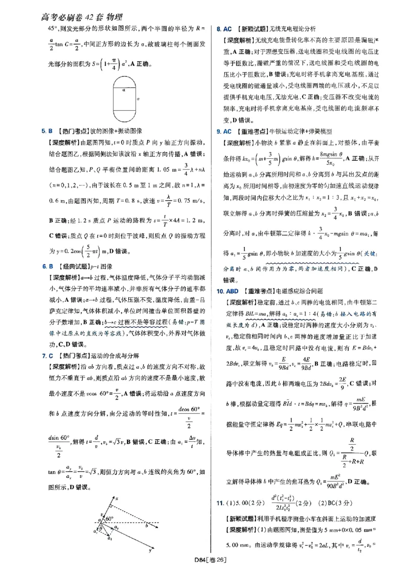 2025高考必刷卷42套物理答案解析册_2025高中教辅（后续还会更新新习题试卷）_《2025高考必刷卷》_物理