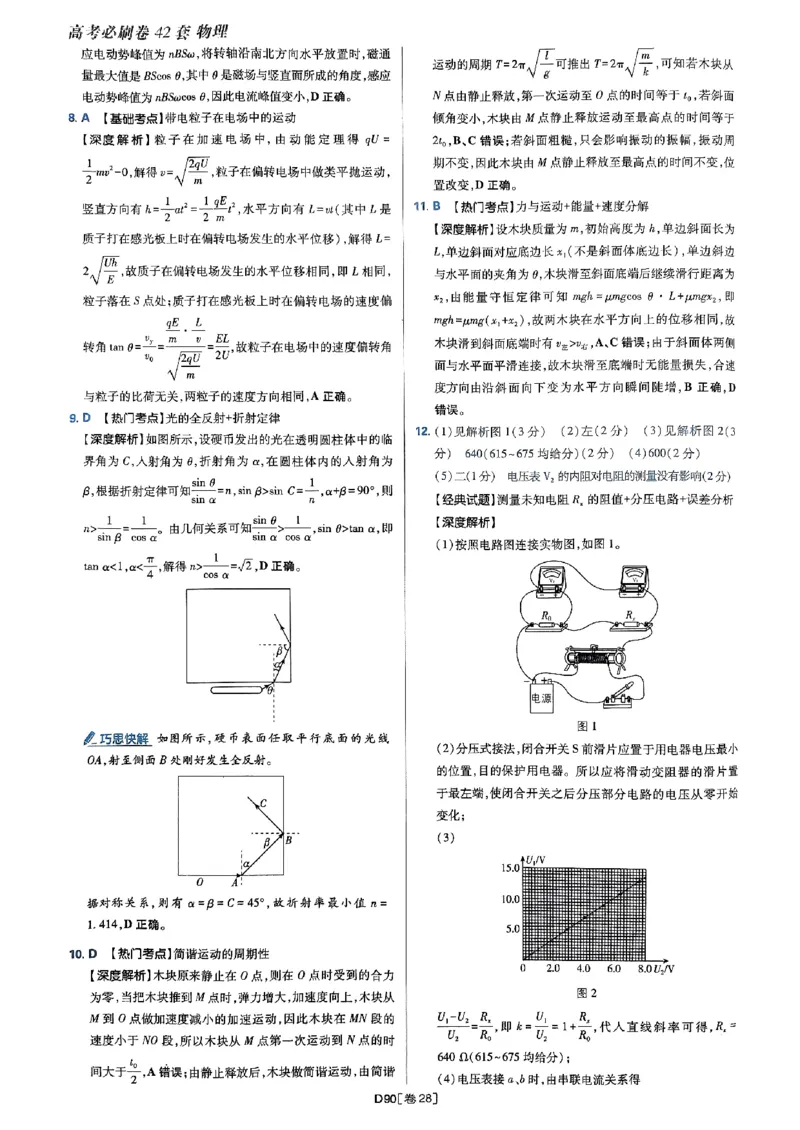 2025高考必刷卷42套物理答案解析册_2025高中教辅（后续还会更新新习题试卷）_《2025高考必刷卷》_物理