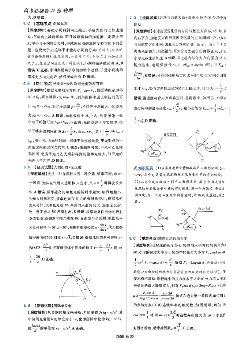 2025高考必刷卷42套物理答案解析册_2025高中教辅（后续还会更新新习题试卷）_《2025高考必刷卷》_物理