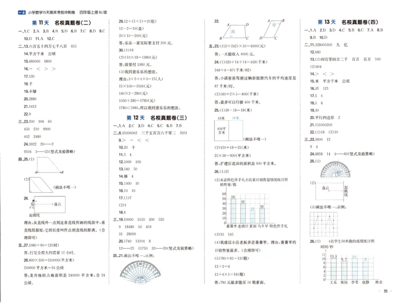 25秋《一本15天期末考前冲刺卷》人教数学4上_25秋小学语数英习题试卷_数学_人教版_25秋《一本15天期末考前冲刺卷》人教数学1-6