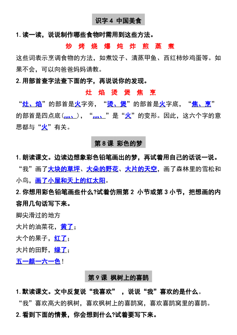 二年级下册语文必备课后练习题参考答案(1)_二年级上下册资料_小学二年级学习资料-25年更新版_2-02、小学二年级语文下册_2-2-1、复习、知识点、归纳汇总_语文知识点（归类汇总）