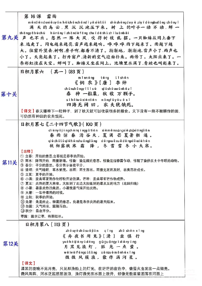 二年级语文下册寒假预习课本重点《背诵闯关打卡表》_二年级上下册资料_二年级下册小红书同款资料_二下语文