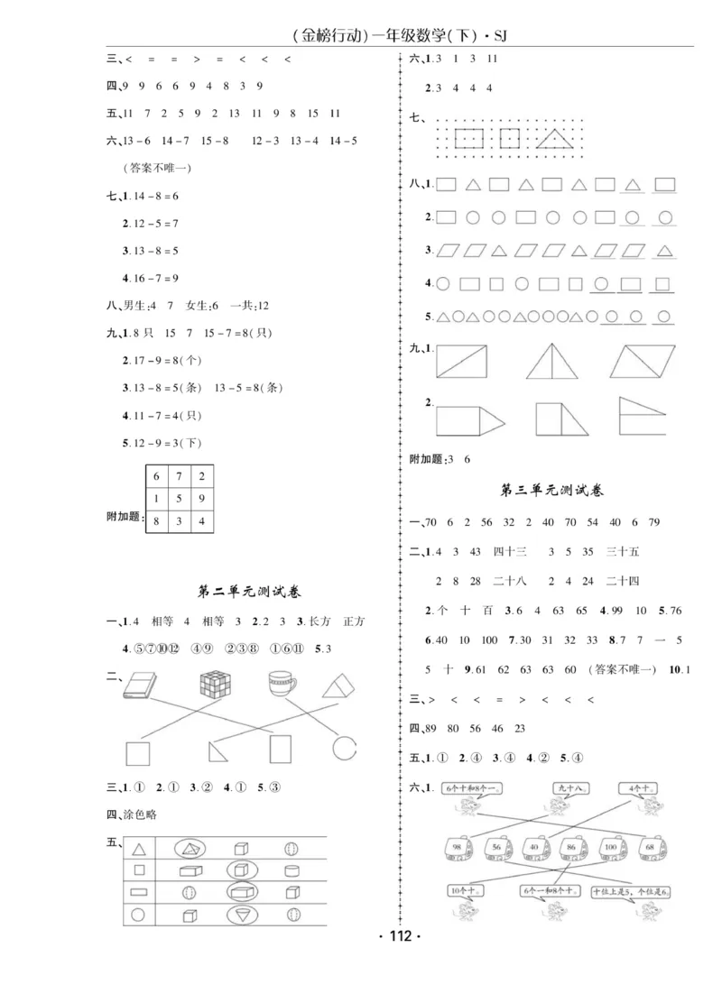 《金榜行动》课时练习-数学1年级下册（SJ）_一年级上下册资料_小学一年级学习资料-25年更新版_1-04、小学一年级数学下册_1-4-2、练习题、作业、试题、试卷_苏教版_电子册类