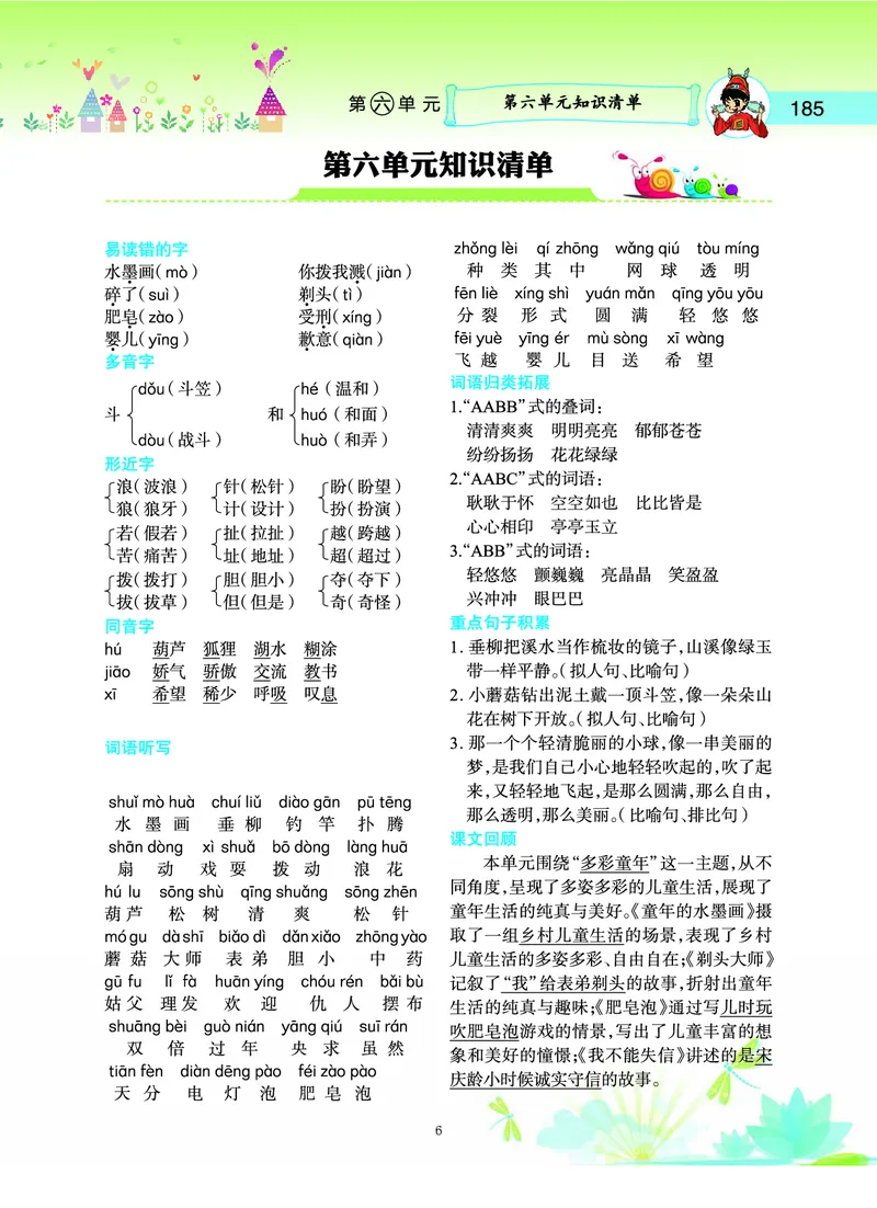 三年级下册语文单元知识清单_满分资料专属_三年级上下册资料_三年级下册小红书同款资料_三下语文