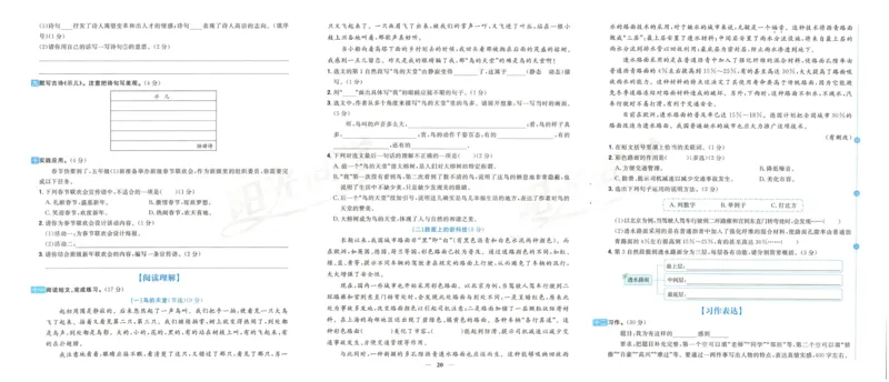 《阳光同学期末复习卷》（5上）_25秋小学语数英习题试卷_语文_语文阳光同学期末复习卷