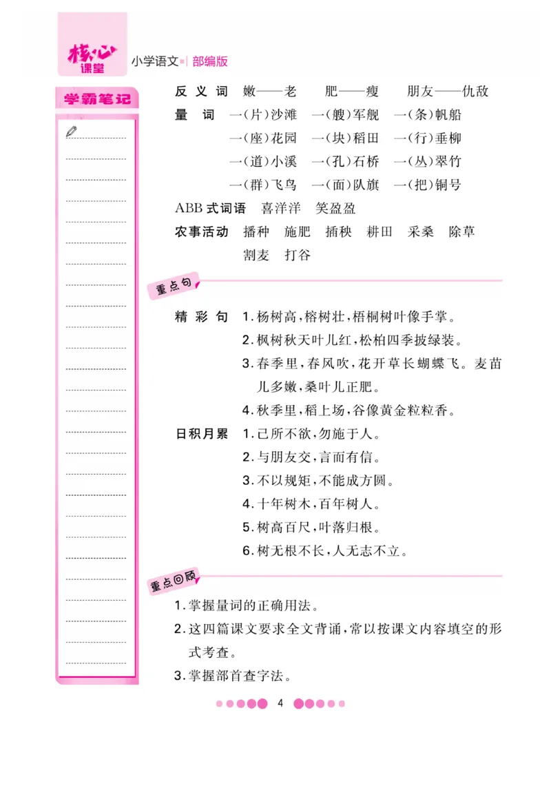 《核心课堂》知识清单-语文2年级上册（RJ）_二年级上下册资料_小学二年级学习资料-25年更新版_2-01、小学二年级语文上册_2-1-2、练习题、作业、试题、试卷_电子册类