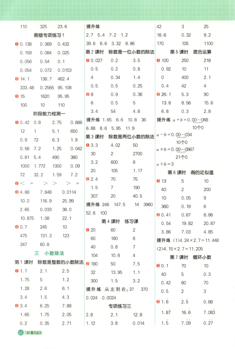 25秋《阳光同学计算小达人》5年级上册冀教版_25秋小学语数英习题试卷_数学_冀教版_25秋阳光同学计算小达人数学冀教版1-6