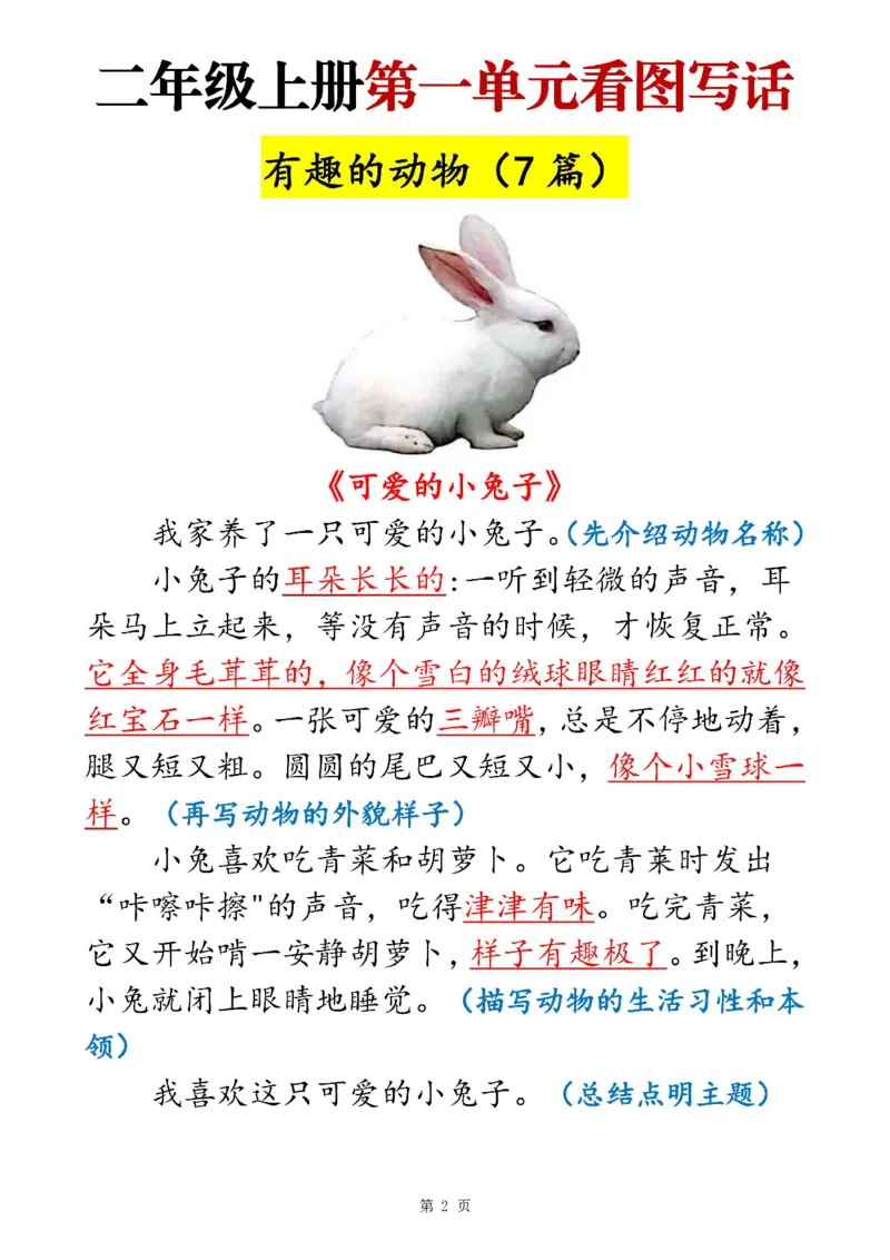 二上语文1-8单元看图写话范文梳理35篇（34页）_一到六小学晨读晚默晨诵晚读_24秋二年级上册各类资料(小纸条知识点默写单)