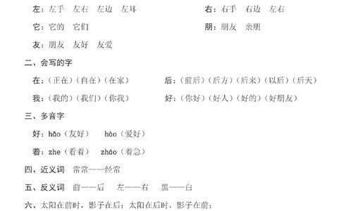 一（上）语文第6单元（每课）知识要点_一年级上下册资料_小学一年级学习资料-25年更新版_1-01、小学一年级语文上册_01、知识汇总_一（上）语文单元（每课）知识要点