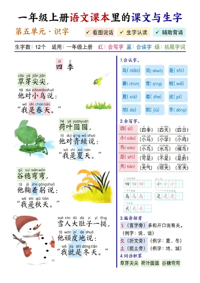 一年级上册语文课文与生字_一年级上下册资料_一年级上册小红书同款资料_一年级上册资料