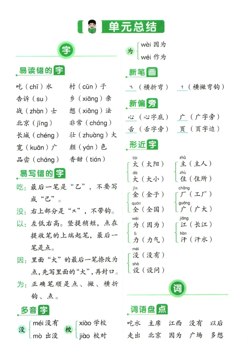 一（下）语文1-8单元重点总结_一年级上下册资料_小学一年级学习资料-25年更新版_1-02、小学一年级语文下册_3-6-2-1、复习、知识点、归纳汇总_部编（人教）版