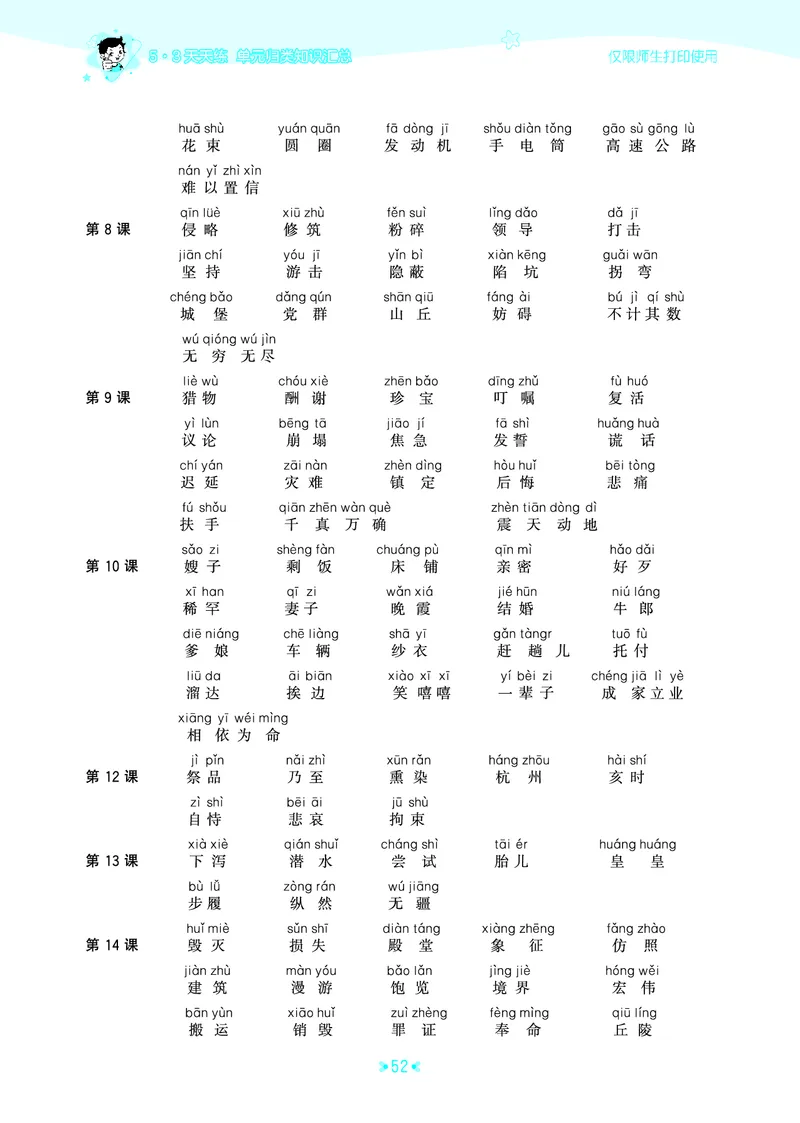 25秋统编版语文五年级上册单元归类知识汇总_25秋小学语数英习题试卷_语文_53单元归类知识汇总完整版语文25年上册
