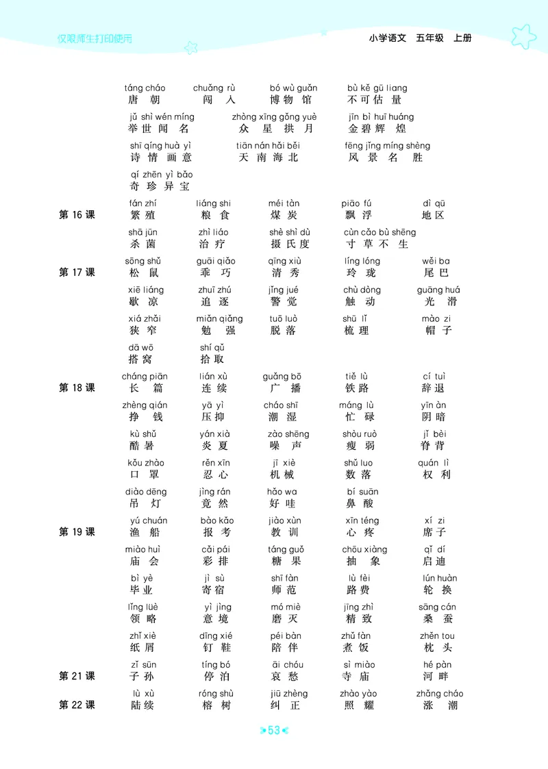 25秋统编版语文五年级上册单元归类知识汇总_25秋小学语数英习题试卷_语文_53单元归类知识汇总完整版语文25年上册
