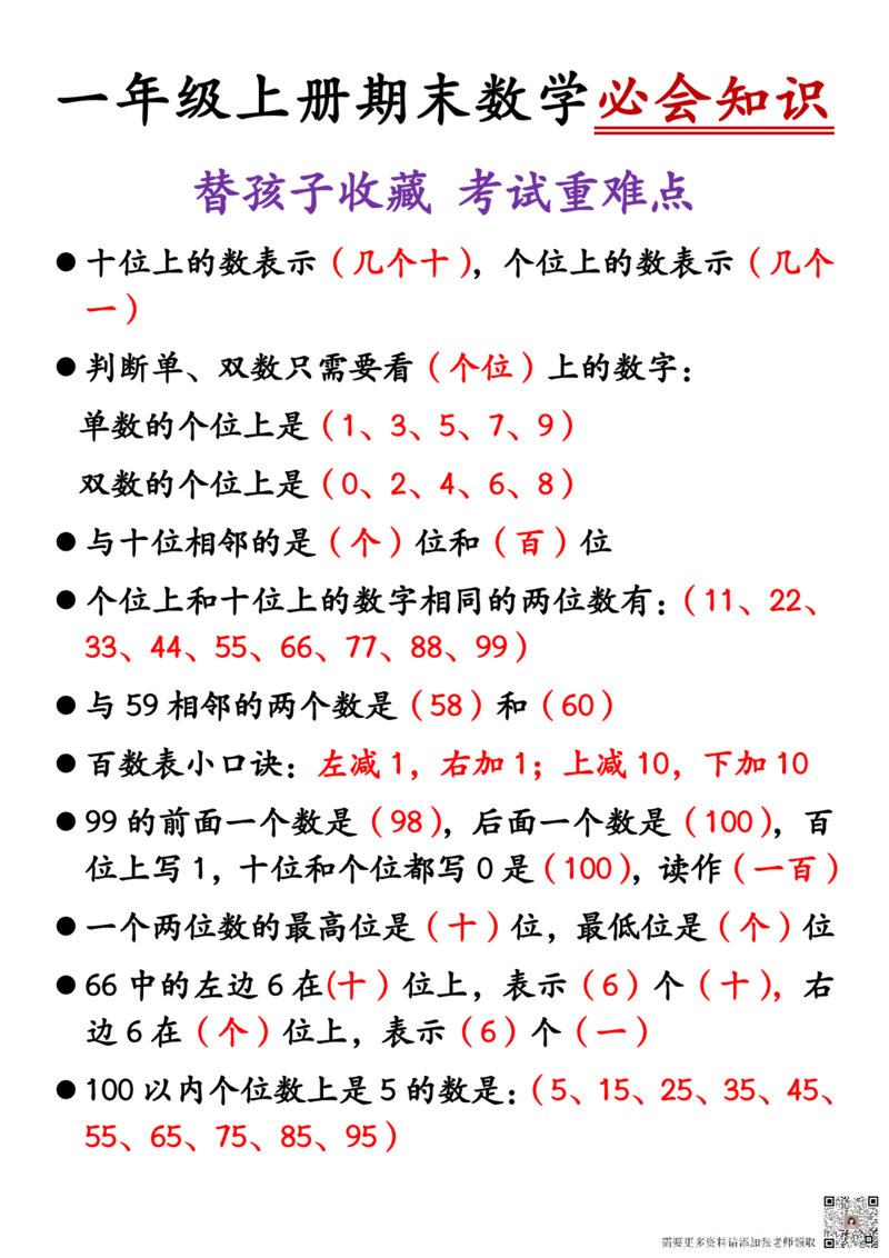 一年级上册期末数学必会知识_一年级上下册资料_一年级上册小红书同款资料_一年级上册资料